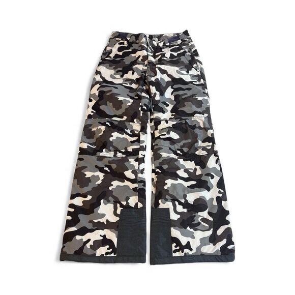 Arctix Ski Snow Pants Kids Black Grey White Camo Reinforced Knees Seat Size L - Picture 1 of 11